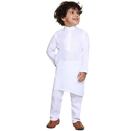 AJ DEZINES Kids Indian Ethnic Wear Kurta Set For Boys|Boys Indian Outfit|Traditional & Festive Wear|White Kurta Pyjama Set-2