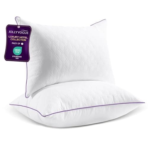 JOLLYVOGUE Pillows Queen Size Set of 2, Bed Pillow for Side, Back, and Stomach Sleepers, Down Alternative Filled Pillows, Luxury Hotel Quality and Machine Washable, 28" x 20", 2 Pack
