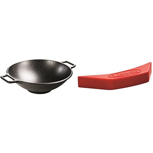Lodge BOLD 14 Inch Seasoned Ca...cone Assist Handle Holder, Red