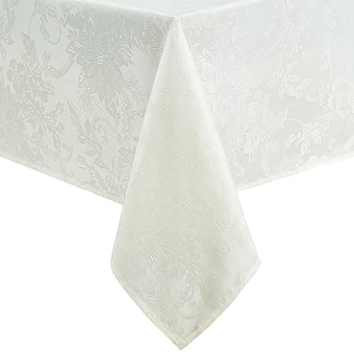 Elrene Home Fashions Poinsetti...x 144" Oblong/Rectangle, Ivory