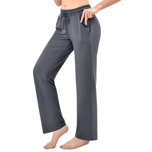 Walifrey Wide Leg Sweatpants for Women, Baggy Track Pants with Poackets Drawstring for Joggers Casual Wear(Grey L)