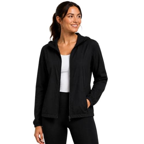 Spyder Womens Windbreaker Jacket - Lightweight Twill Wind-Resistant Full Zip Up Hooded Jacket for Women, Size X-Large, Black