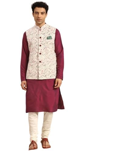 KISAH Men Regular Kurta Jacket Set KA-0128-5129-C101-38 Beige