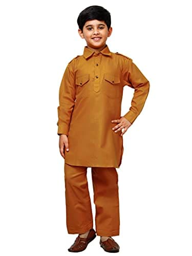 Pro-Ethic Style Developer Boys Cotton Pathani Kurta set for kids | Indian Traditional wear | 2-3 Years|MUSTARD