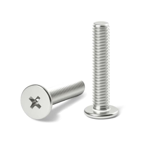 M5-0.8 x 12mm 50Pcs Flat Round Head Machine Screws, 304 Stainless Steel Phillips Cross Drive Screws Hardware Fastener