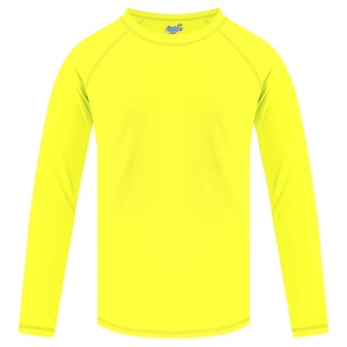 Boys Swim Shirt Rash Guard Size 10 Long Sleeve for Kids Children Rashguard Water Swimwear UPF 50 Swimming Sun Shirt Swim Top Neon Yellow