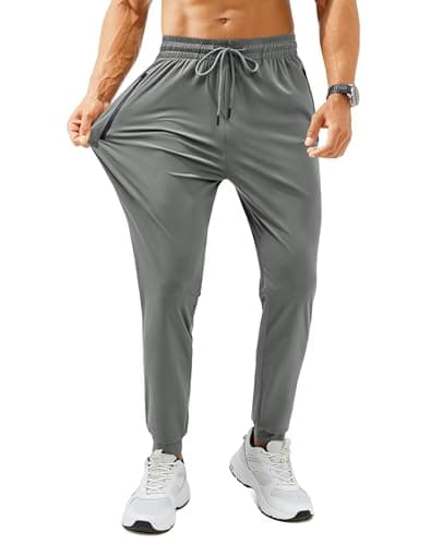 FOGFIRE Mens Sweatpants with Zipper Pockets Lightweight Athletic Joggers for Workout Running Gym Track Casual Wear Grey Medium