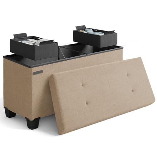 30" Storage Ottoman Bench w/ Bins (Taupe) $34.40 + Free Shipping w/ Prime or on $35+