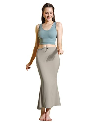 Jaanvi fashion Women's Cotton Blend Saree Shapewear Petticoat for Women, Cotton Blended,Petticoat,Skirts for Women,Shape Wear Dress for Saree Shaper (fish-shapewear-lite-grey-xxl)