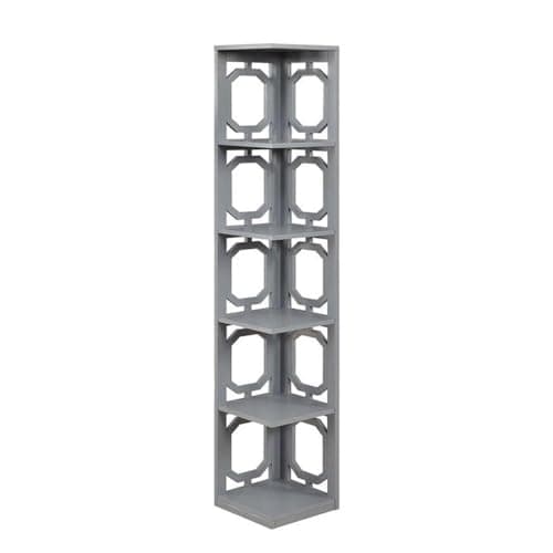 Convenience Concepts Omega 5 Tier Corner Bookcase, Gray