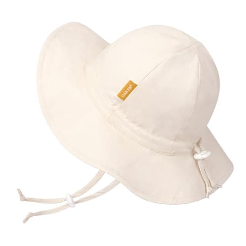 Baby Girl Sun Hat with UPF 50+ Outdoor Adjustable Toddler Beach Hat with Wide Brim Bucket Hats for Kids 2-4 Years Beige