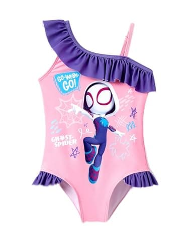 Disney Marvel Ghost Spider Girls Swimsuits Ruffle One Piece Bathing Suits UPF 50 Sport Summer Beach Swimwear Pink Quick Dry for Toddler Girls Size 3T