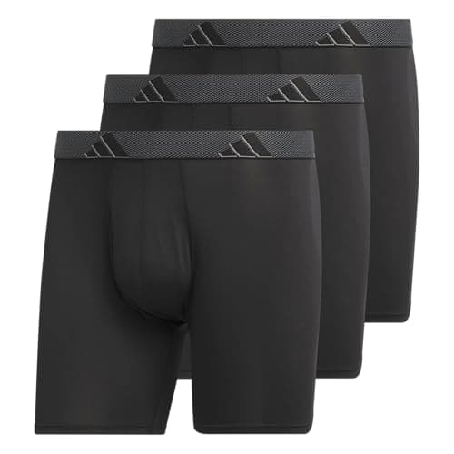 adidas Men's Microfiber 3-pack Boxer Brief, Performance Boxer Briefs Underwear Pack for Men, Black/Onix Grey/Black/Microfiber, Large