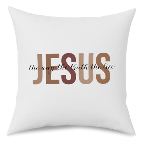 Fokongna Jesus Decoration Pillow Covers 18 x 18 Inch Christian Home Decor,Christian Gifts Prayer Room for Women Men Jesus Gifts, Religious Home Decor Bedroom and Living Couch Pillow Covers