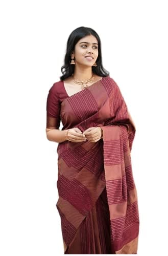 Sidhidata Textile Women's Banarasi Soft Silk Saree With Unstitched Blouse Piece (Free Size) (C Maroon)