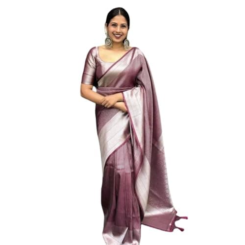 Aqila Attire Women's Traditional Designer Saree with unstitched Blouse Piece – Elegant Wedding, Party & Festive Wear Silk Blend Saree (Wine)