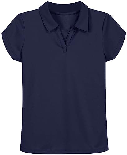 Nautica Girls School Uniform Short Sleeve Performance Polo Shirt, Navy, 12 14 US