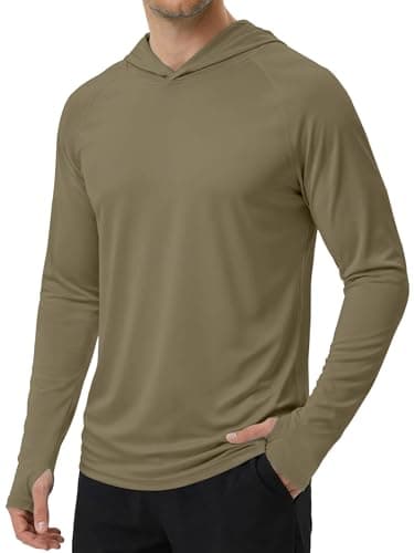 KINSWT Men's UPF 50+ Hoodie Shirts Long Sleeve Sun Protection Fishing Swim Beach UV SPF Rash Guard Quick Dry Lightweight Dull Cyan L