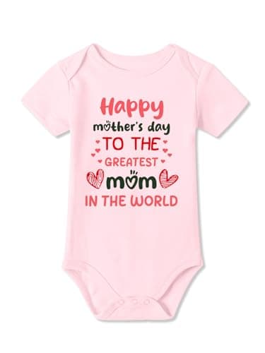 BesserBay Baby Boys First Mothers Day Cutes To The World's Greatest Mom Onesie Newborn Happy Pink Outfits 3-6 Months