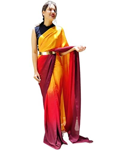 Sidhidata Women's Chiffon Georgette Ready To Wear saree With Unstitched Blouse Piece