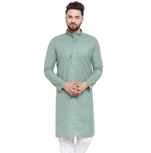 Maple Clothing Men's Cotton Traditional Festival Kurta Only Wear India Apparel (Green, M)