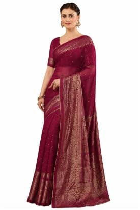 Mirraw Women's Traditional Woven Design Saree | Elegant Ethnic Wear with Unstitched Blouse Piece | Festive & Wedding Party Saree
