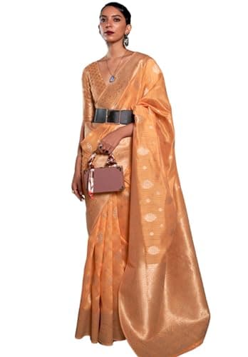 SGF11 Women's Kanjivaram Soft Silk Saree With Blouse Piece 6.3metres (Yellow)