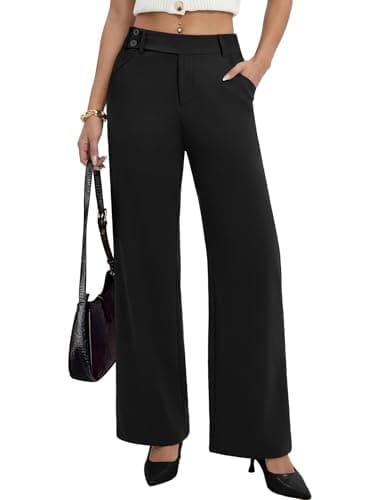 Sampeel Women's Wide Leg Palazzo Dress Pants w/ Pockets (Black) $11.99 + Free Shipping w/ Prime or on $35+