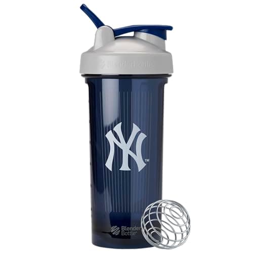 BlenderBottle Shaker Bottle Pro Series Perfect for Protein Shakes and Pre Workout, 28-Ounce, Grey/Blue (New York Yankees)