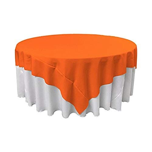 LA Linen Polyester Poplin Wash... Holiday 72 by 72-Inch, Orange