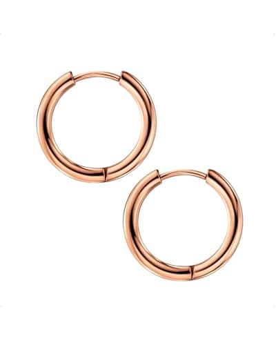 TDEBA Surgical Steel Hoop Earrings Nose Ring for Men Women, Cartilage Helix Tragus Piercing Jewelry, Hypoallergenic 316L Stainless Steel Small Huggie Hoops - 18K Rose Gold Plated, 14G 8mm