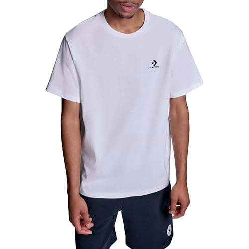Converse Men's Left Chest Star Chevron Embroidered Tee, White, M