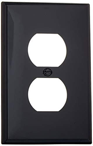 Leviton 1-Gang, 1-Duplex, Midway Nylon Wallplate, Midway Size, 1 Pack, PJ8-E, Black