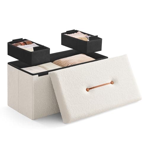 SONGMICS Storage Ottoman Bench...tryway, Cream White ULSF096W01