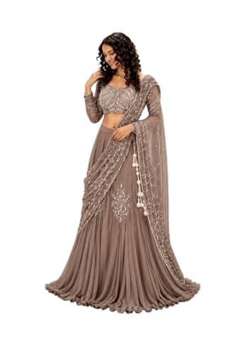 Indian Ready To Wear Lehenga Choli Events For Women Bridesmaid, Party, and all Festival Wear. (chikoo, 40)