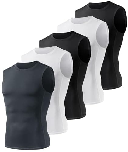 5-Pk BOOJO Men's Compression Sleeveless Shirts (Large Only) $17