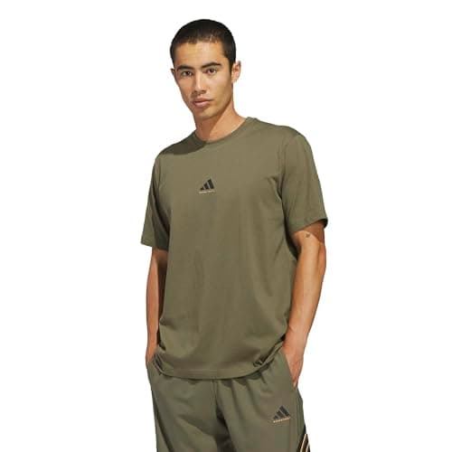 adidas Men's Basketball Foundation T-Shirt, Olive Strata, Medium