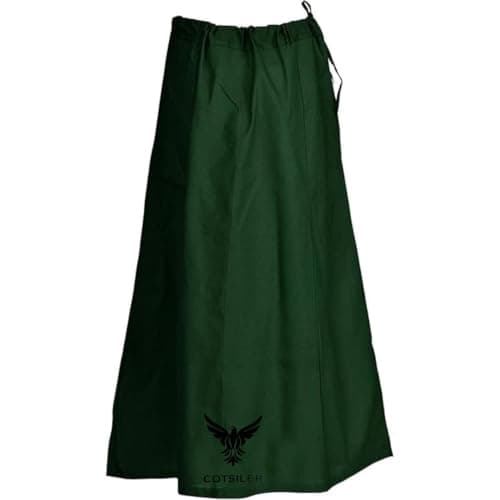 Indian Women Saree/Sari Patticoat Underskirt Cotton Stitched Adjustable Waist Lining Skirt (US, Alpha, One Size, Regular, Regular, Dark Green)