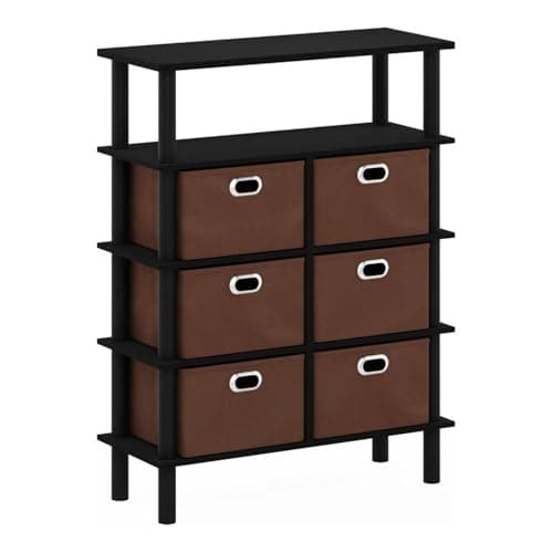 FURINNO Frans Turn-N-Tube Cons...e Table, Black Oak/Black/Brown