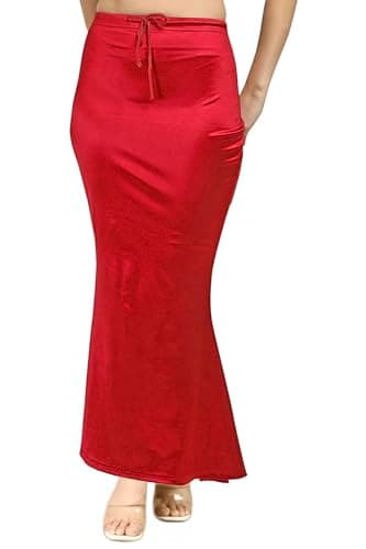 Chandrakala Satin Saree Shapewear for Women Seamless Stretchable Mermaid Sari Shaper Petticoat Girls,Red,Large-X Large (S118RED5)