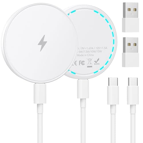 MagSafe Charger 2 Pack 15W Magnetic Wireless Charger Fast Charging Pad with 4.2 FT Type C Cable Compatible with iPhone 17/16/15/14/13/12 Series & AirPods 4/3/2/Pro Magnetic MagSafe Charging Pad
