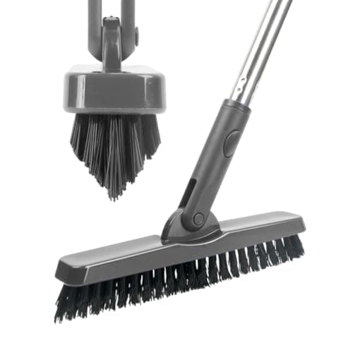CELOX Grout Brush with Long Handle, 180°Rotation Tile Grout Cleaning Brush, Gray