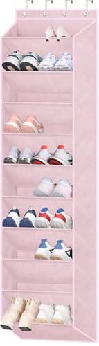 SLEEPING LAMB Over The Door Shoe Organizer for Closet, Kids Sneaker Storage for Hanging Shoe Rack for Door with Large Deep Pockets for Toddler, Girl, Baby Room Decor, Pink