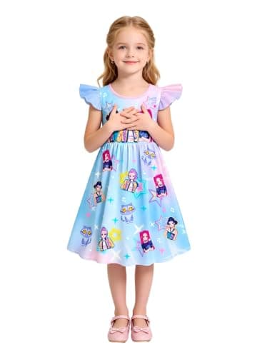 Kusouku Kids Girls Dress Novetly Princess Dresses Cute Playwear Casual Clothes Merch