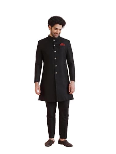 KISAH Men Regular Sherwani Set KA-7187-T303 Black 44