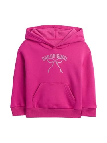 GAP girls Playtime Favorites Logo Pullover Hoodie Hooded Sweatshirt Bright Fuchsia 6-12M