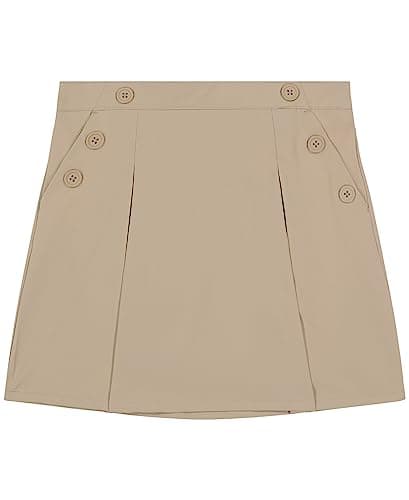 Nautica Big Girls' School Uniform Stretch Poplin Scooter, Khaki, 10