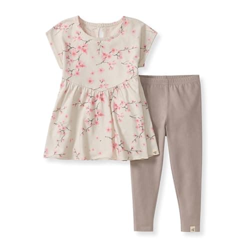 Burt's Bees Baby - Baby Girls Short Sleeve Top and Leggings Set, Outfit Bundle, 100% Organic Cotton