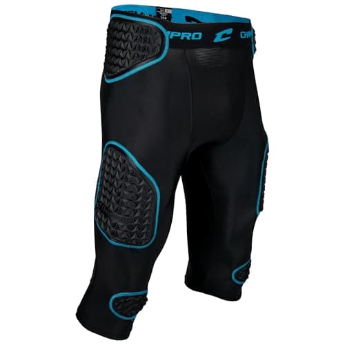 Champro Bull Rush 7-Pad Girdle Youth L Black, Optic Blue