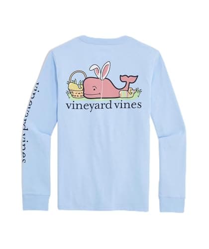 vineyard vines Boys' Easter Whale Long-Sleeve Pocket Tee, Jake Blue, XL